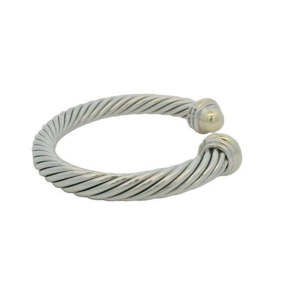 David Yurman Classic Cable Cuff Bracelet 925 Sterling Silver 14kt Yellow Gold - Picture 4 of 7